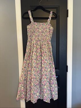 GAP Floral Smocked Midi Sundress - Pink & Yellow